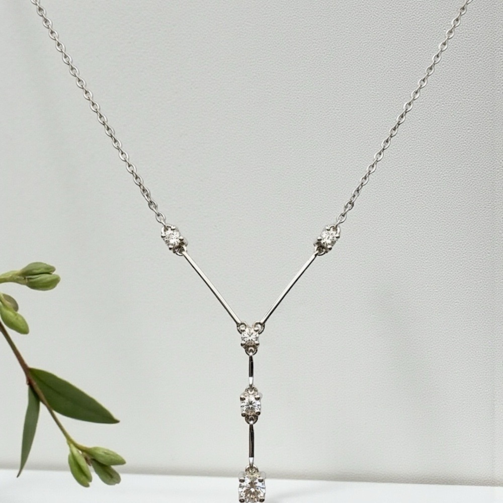 18 inch lariat CZ stamped Silver Necklace